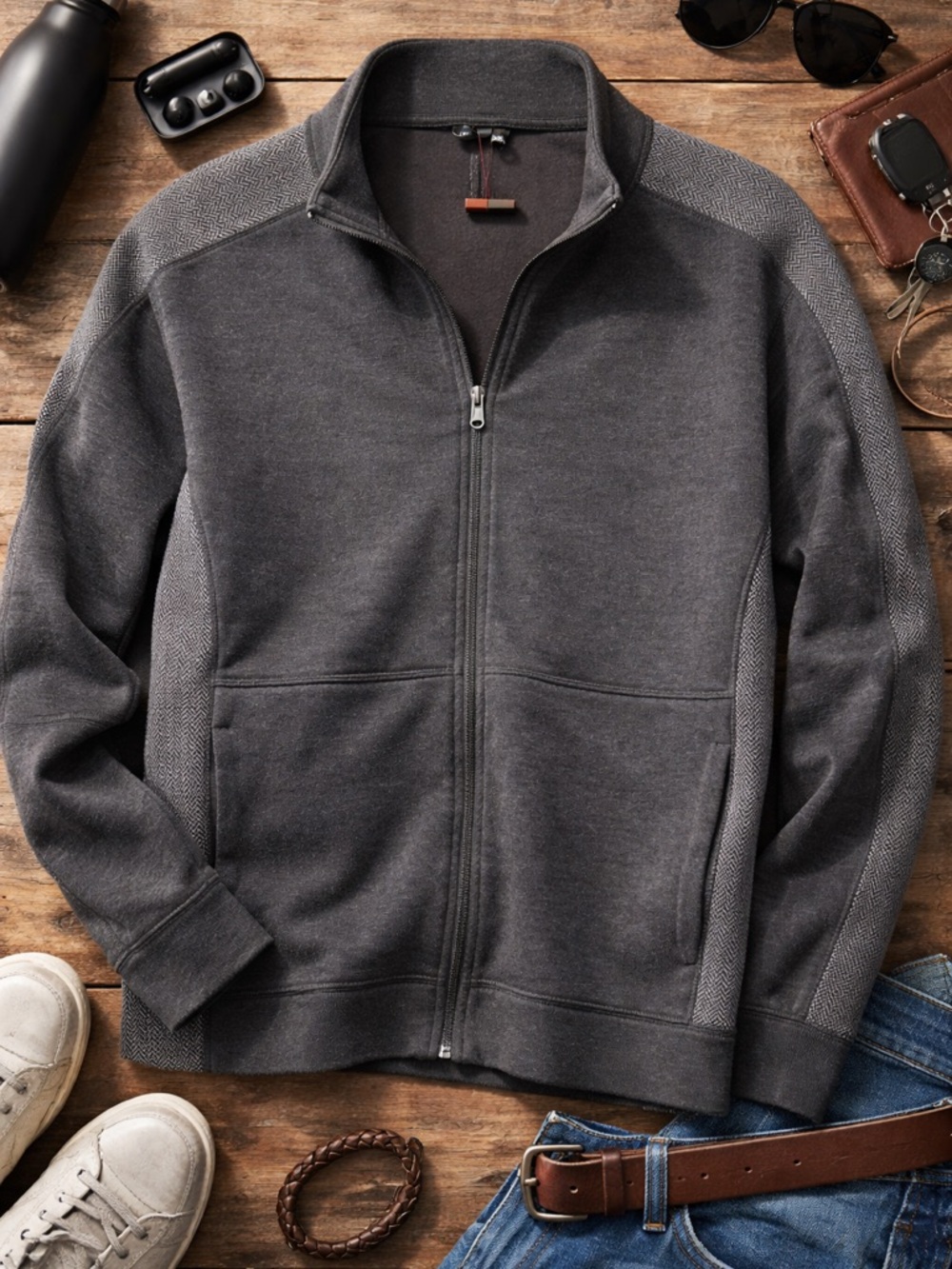 Men's Marc Anthony Charcoal Gray Full‑Zip Sweater Jacket size XL